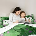 thumbnail image 5 of Homewish Kawaii Garden Cat Bedding Comforter Set 7pcs, Cartoon Kitten Animal Queen Bedding Sets, Green Leaf Plant Reversible Queen Sheet Sets, Super Cozy Room Decor, 5 of 8
