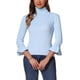 thumbnail image 1 of Suéter de punto delgado con cuello de tortuga y mangas acampanadas 3/4 para mujer INSPIRE CHIC XS azul claro, 1 of 5