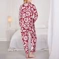 thumbnail image 6 of Wukai Red Flowers Print Women's Pajama Set - Soft Long Sleeve Sleepwear for Comfort and Style-Large, 6 of 9