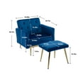 thumbnail image 7 of Velvet Accent Chair with Ottoman, Single Sofa Armchair with Adjustable Backrest and Armrest, Tufted Lounge Chair with Footstool, Upholstered Recliner for Living Room, Bedroom, Office, Navy, 7 of 7