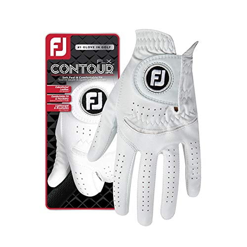 FootJoy Men's Contour FLX Prior Generation Golf Glove Pearl Medium/Large, Worn on Left Hand