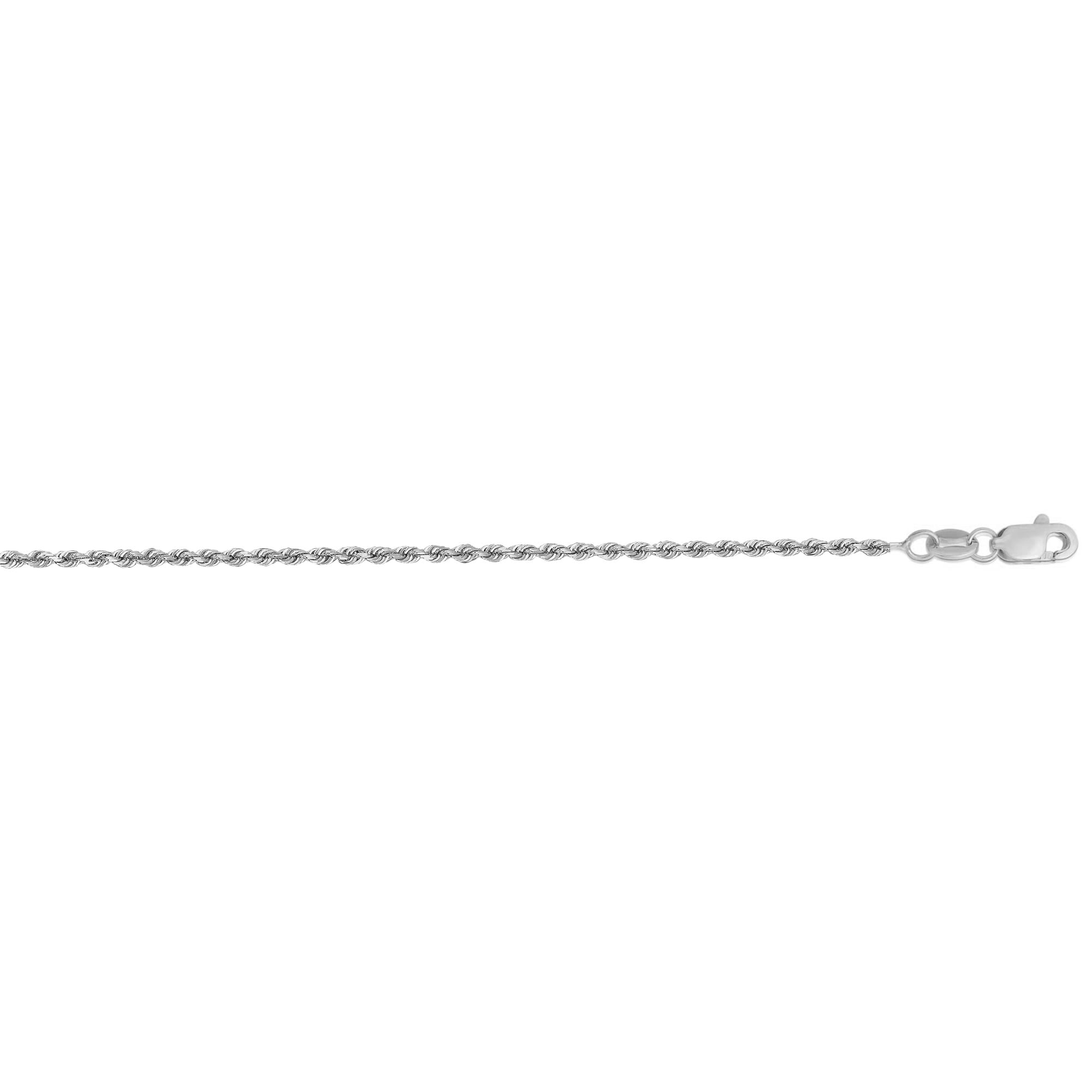 14K White Gold 16in 1.25mm Diamond-Cut Rope Chain with Lobster Clasp