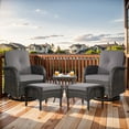 thumbnail image 2 of Opohoro 5-Piece Outdoor Conversation Set with Swivel Rocking Chairs, Ottomans & Side Tables, Brown/Gray, 2 of 13