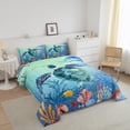 thumbnail image 2 of Teal Sea Turtle Comforter Set Full Size, 3D Tortoise Reptile Bedding Sets Teens, Sea Animal Comforter Ocean Decor, Blue Green Coastal Nature Down Comforter with 2 Pillowcases, 2 of 6
