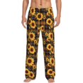 thumbnail image 1 of Balery Brown Blue Plaid Sunflower Pantalones de pijama para hombre, pijama ultraligero, pantalón de descanso-Small, 1 of 6