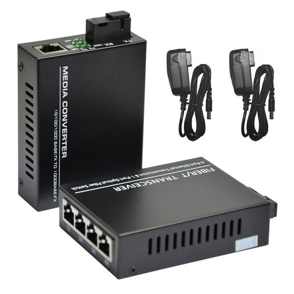 2x Gigabit Fiber Optic Media Converter with 4 RJ45 Ports for Expanding Network Connectivity in Data Centers