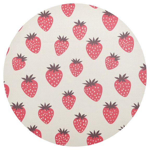Strawberry Round Placemats Set of 6 Woven Non-Slip Washable Heat Resistant Table Mats 15.4 Inch for Kitchen Dining Decor