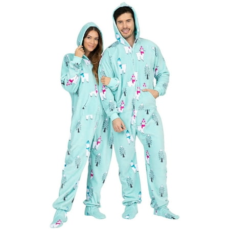 

Footed Pajamas - Winter Llamas Adult Hoodie Chenille One Piece - Adult - Small Adult Plus Size/Wide (Fits 5 3 - 5 6 )