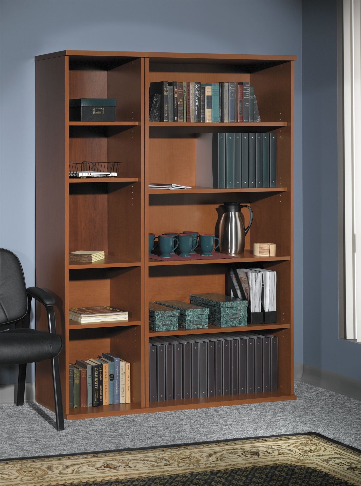 Bush Industries BSHWC24414 Double Open Bookcase- 35-. 63inchx15-. 38inchx72-. 88inch- DCY-Graphite