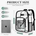 thumbnail image 3 of Cshidworld 16" Large Clear Backpack, PVC Transparent Backpack Stadium Approved with Reinforced Strap College Bookbag with Front Pocket for Workplace Stadium Travel Security Festival College, Black, 3 of 7