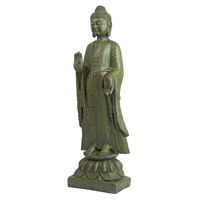 Design Toscano JE142050 Enlightened Buddha Asian Decor Garden Statue, 40 Inch, Bronze Verdigris Finish