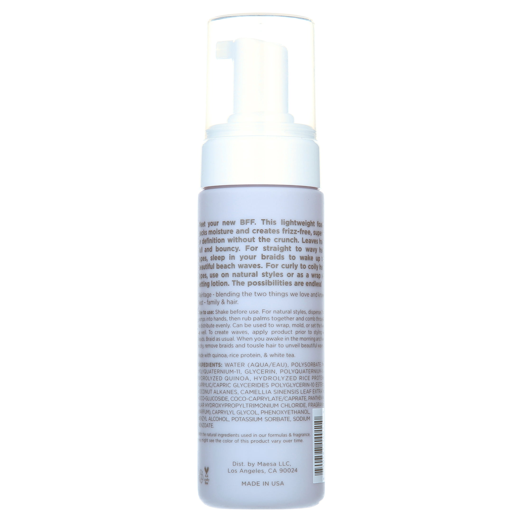 Hairitage Have It All Curl Enhancing Foam Mousse with Quinoa & Rice Protein for Frizz Control, 5 oz