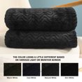 thumbnail image 3 of Exclusivo Mezcla King Size Jacquard Weave Wave Pattern Flannel Fleece Velvet Plush Bed Blanket as Bedspread/Coverlet/Bed Cover (90" x 104", Black), 3 of 7