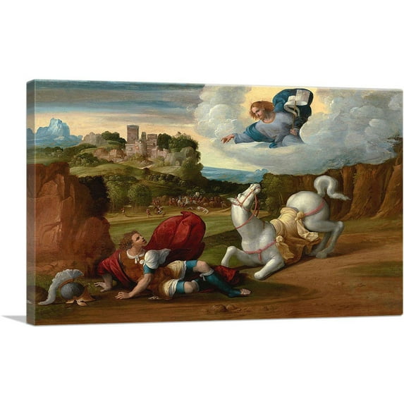 ARTCANVAS The Conversion Of Saint Paul Canvas Art Print by Benvenuto Tisi - Size: 18" x 12" (0.75" Deep)