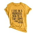 thumbnail image 5 of B91xZ Hauts Mignons pour Femmes Manches Courtes Col Rond Tunique Décontractée Blouse, Jaune TTG, 5 of 5