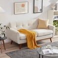 thumbnail image 6 of Tbfit 67" W Loveseat Sofa, Mid Century Modern Decor Love Seat Couches for Living Room, Button Tufted Upholstered Small Couch for Bedroom, Solid and Easy to Install Love Seats Furniture, Cream Beige, 6 of 7