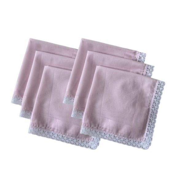AOOOWER 6Pack Of Women's Vintage Cotton Handkerchiefs with Lace Edging Pocket Hankies for Weddings