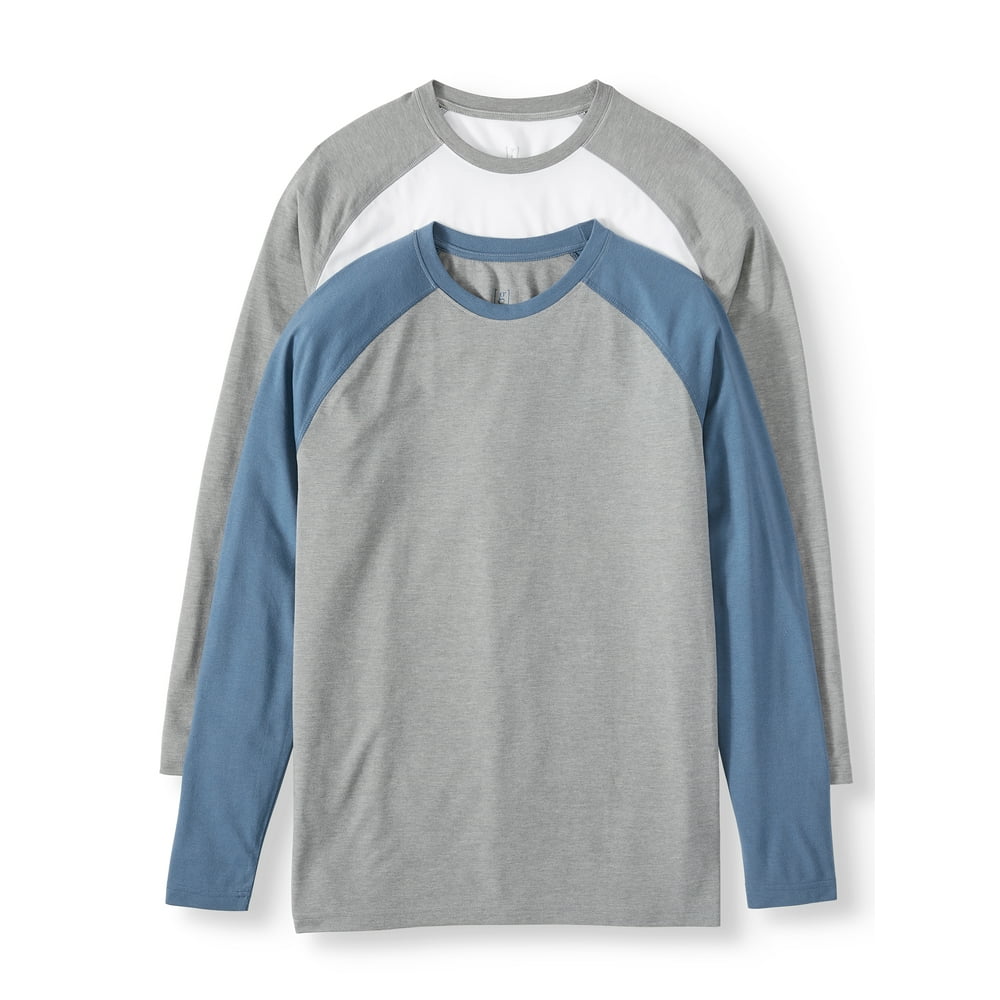 Men's and Big Men's Long Sleeve Raglan Tee 2Pack, Up