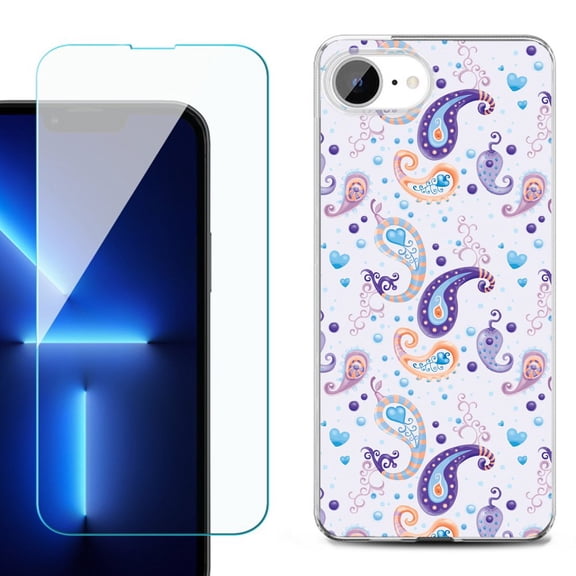 Phone Case for iPhone 17e, with Screen Protector, by OneToughShield - Paisley Purple