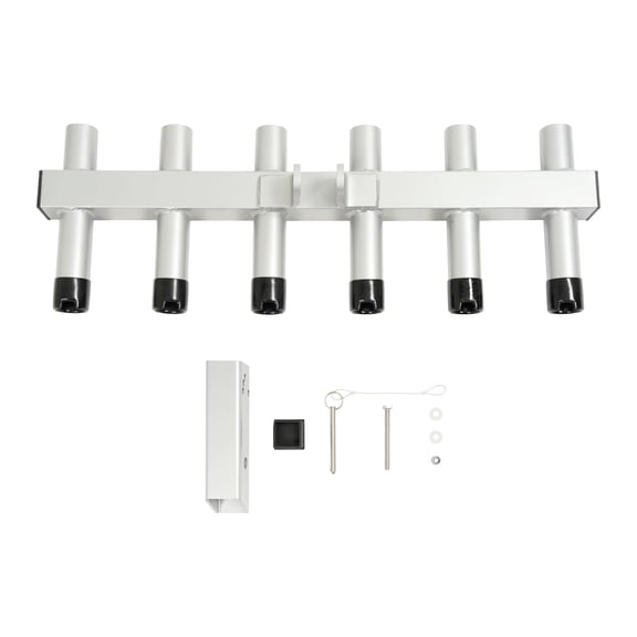 KOJEM Hitch Mount Fishing Rod Holder Aluminium Fishing Pole Rack for Truck with 6-Rod Tubes Fits 2" Hitch Receiver