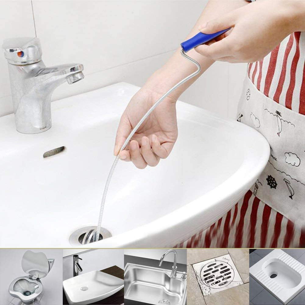 Helesin 5 Pieces Drain Snake Hair Drain Clog Remover Cleaning Tool for Kitchen Sink 