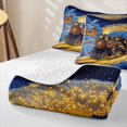 thumbnail image 4 of Castle Fairy Magical Train Twin Quilt Set,Winter Light Print Twin Coverlet Set for Bedroom,Black Gold, 4 of 7
