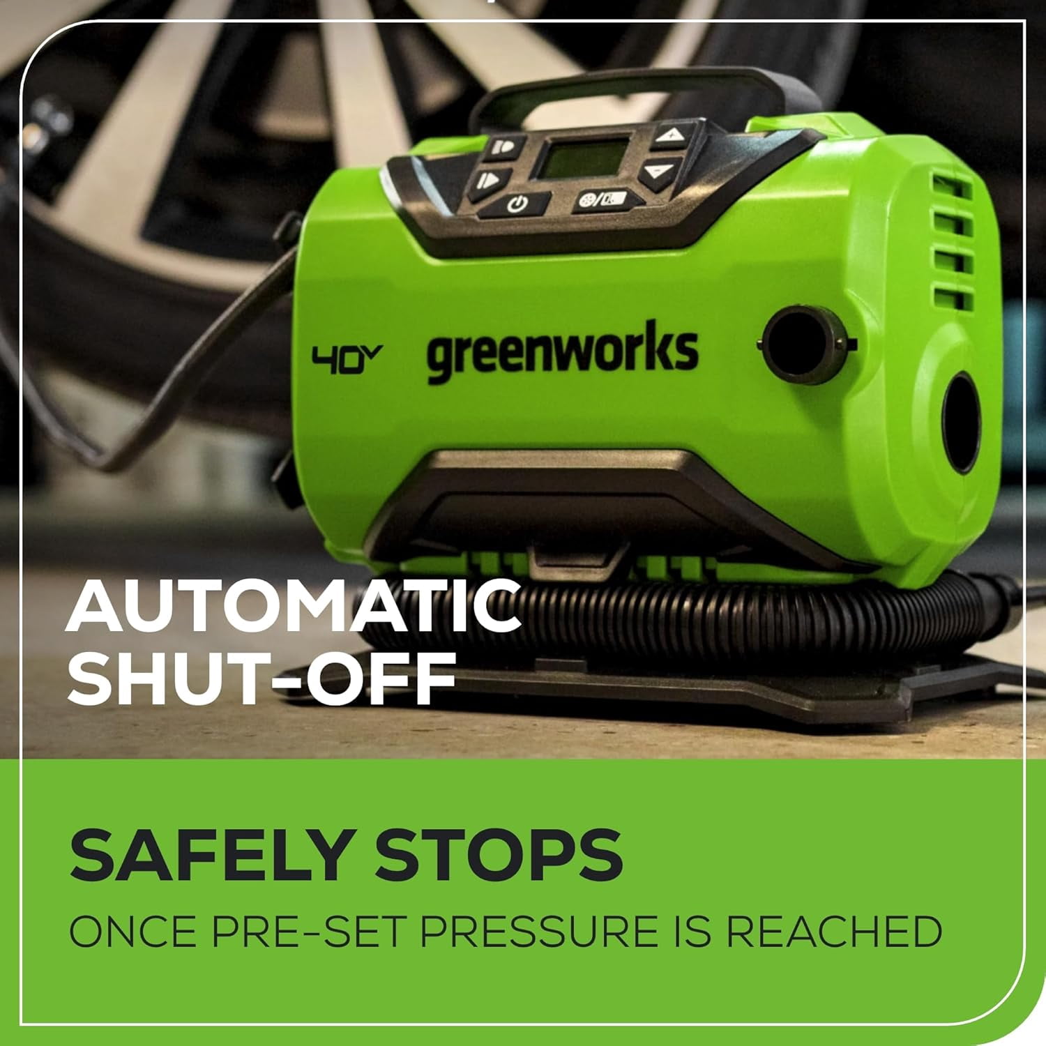 Greenworks 40V Cordless Tire Inflator, 160 PSI Portable Air Compressor, Tool Only
