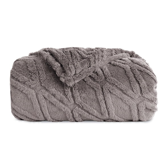 SUNNY HEAT Sherpa Blanket Twin Size 60''x80'' All-Season Ultra Soft Bed Blanket Couch, Bed, Sofa, Travel Use, Light Grey