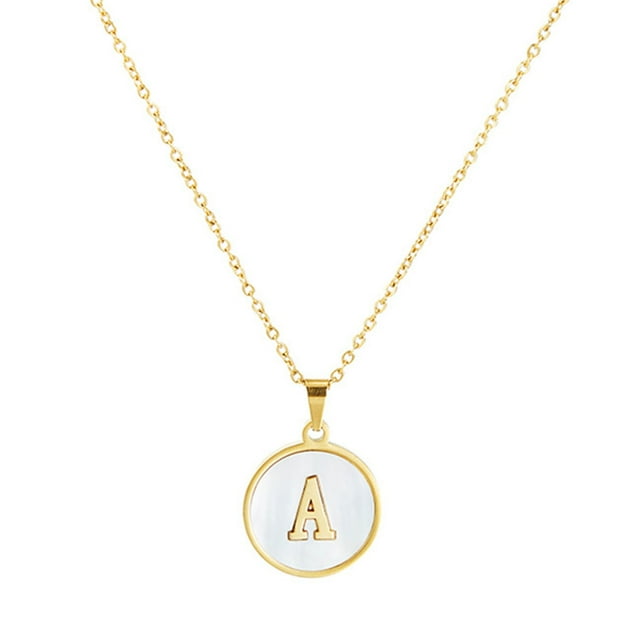 Collar con letra A, collar con colgante redondo, collar con colgante redondo con letra, collar redondo, experiencia incomparable Jadeshay A