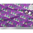 thumbnail image 3 of Soimoi Purple Cotton Voile Fabric House & Tree Christmas Print Fabric by the Yard 42 Inch Wide, 3 of 3