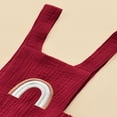 thumbnail image 4 of Baby Summer Ruffle Romper  Sleeveless Elastic Waist Rainbow Embroidery Strap Bodysuit, 4 of 6