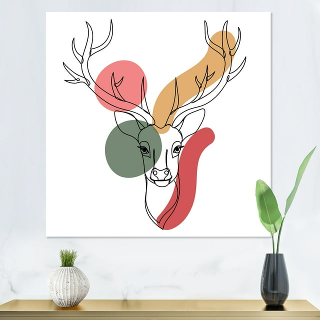 Designart Art Mural sur Toile Moderne et Contemporain, Tons Terre Cerf de Noël Minimaliste