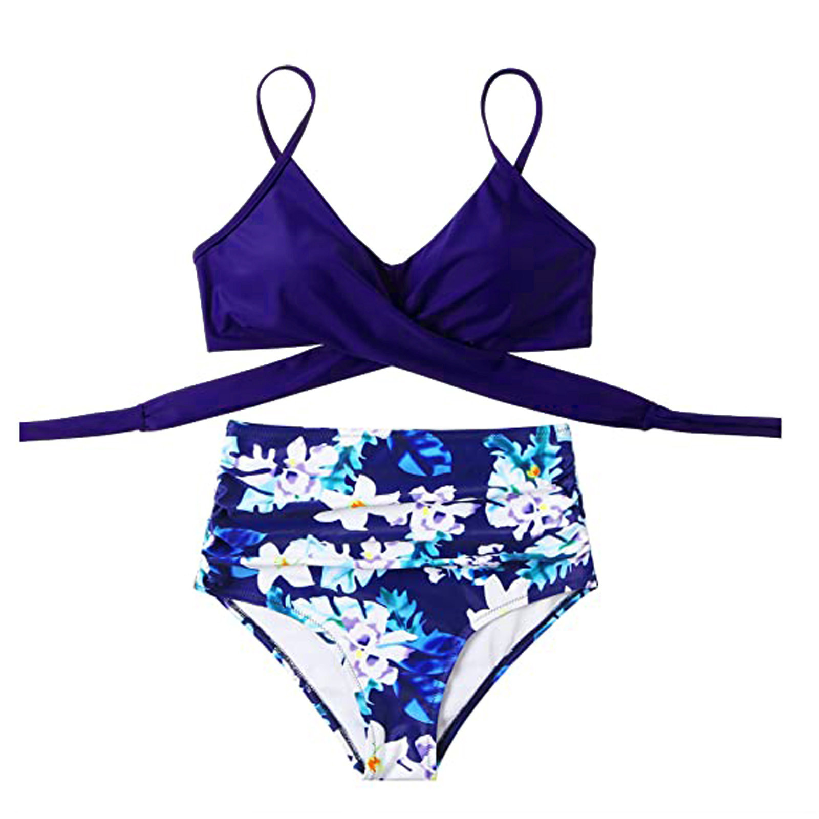 High Waisted Bikini Set for Women Floral Print Push Up Bathing Suits