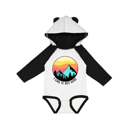

Inktastic I Like it Out Here Mountains at Sunset Gift Baby Boy or Baby Girl Long Sleeve Bodysuit