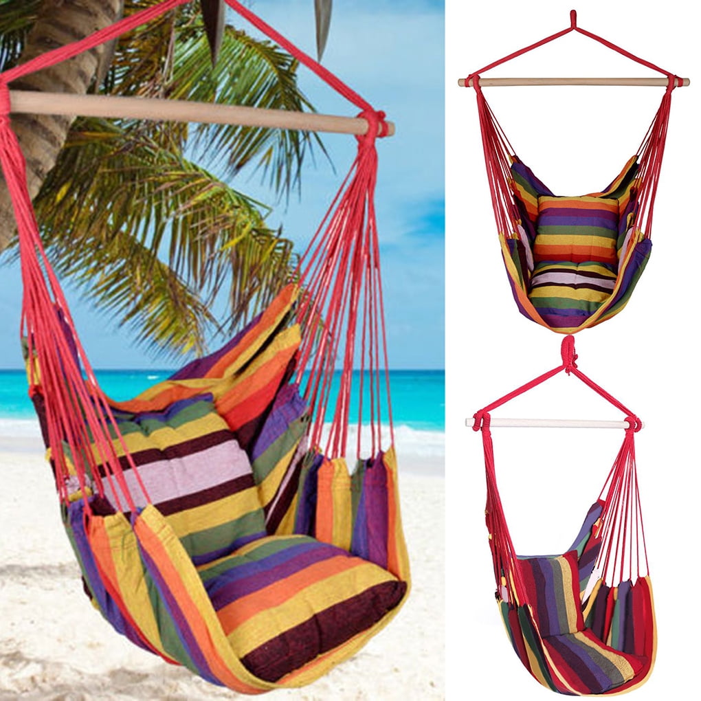 Ranipobo Stripe Pattern Distinctive Cotton Canvas Hanging Rope Chair