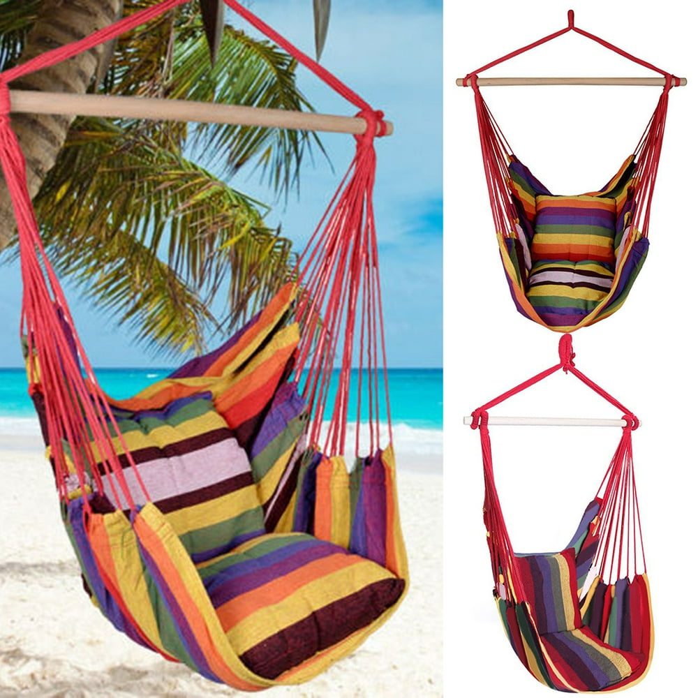 Stripe Pattern Distinctive Cotton Canvas Hanging Rope Chair with