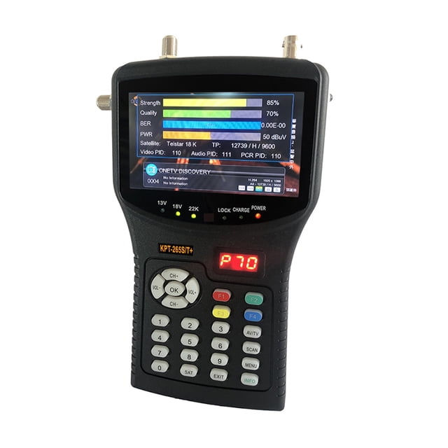 4.3" Handheld Combo Satellite Finder DVB-S2+T2+C Receiver 265ST+ CCTV Monitor DVB-S/S2 MP4 Hevc(H.265) AVS/AVS+ ,Easy to Use