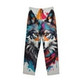 thumbnail image 2 of Vsdgher Tie-Dye Wolf Head Print Mens Pajama Pants Sleep & Lounge Pants, PJ Bottoms With elastic waistb and Pockets, 2 of 5