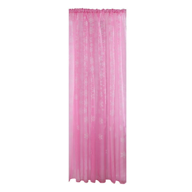 Snowflake Christmas Voile Window Curtain, Single Panel Sheer Drape for Holiday Home Decor (100x270cm)