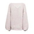 thumbnail image 4 of Fesfesfes Women Sweater Coat Top Solid Color Cardigan Loose Hollow Out Long Sleeve Sweater Coat, 4 of 9
