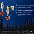 thumbnail image 2 of Gem Stone King 10K Yellow Gold Red Garnet and Lab Grown Diamond Stud Dangle Earrings for Women | 1.15 Cttw | Gemstone January Birthstone | Round 5MM, 2 of 6