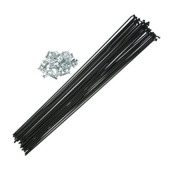 Unique Bargains 36 Pcs 4G J Bend 277mmx2mm Spokes with Nipples for Bike Bicycle Steel Black