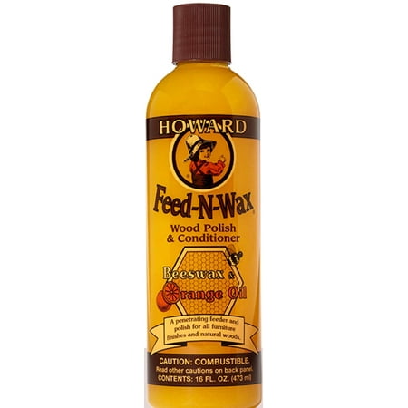 Howard Products FW0016 Feed-N-Wax Wood Polish and Conditioner, Beeswax , 16 oz, orange, 16 Fl (Best Wood Cleaning Products)