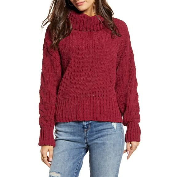 Women's Sweater Cherry Large Crochet Turtleneck L