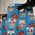 thumbnail image 3 of Ambesonne Colorful Grommet Curtain, Floral Roses Skulls, 50" x 108", Blue Red Ivory, 3 of 6