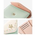 thumbnail image 5 of Monedero pequeño y lindo para niñas y mujeres, billetera triple con bolsillo para efectivo, flores, tarjetero con estampado de cuero PU, monedero con ventana de identificación (1-verde), 5 of 5