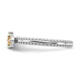thumbnail image 3 of Sterling Silver Stackable Expressions Rhodium-plated Textured Citrine and Peridot Flower Ring, 3 of 7
