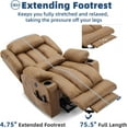 thumbnail image 5 of Large Dual Motor Lay Flat Power Lift Recliner Chair with Extended Footrest, Heat Massage, Oversized Electric Recliner for Big Tall Elderly, Lumbar Pillow, USB & Type-C Ports, Brown, 5 of 7