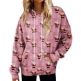 thumbnail image 2 of Hoodies For Women Oversized Winter Plush Cute Sweatshirts Pullover Trendy Fall Winter Clothes, Christmas Print Flannel Design for Cozy Seasonal Wear,Light pink,S, 2 of 8