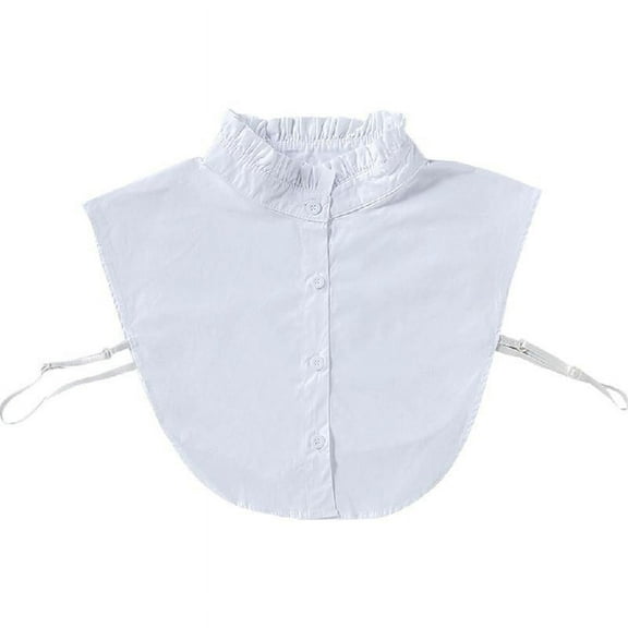 Apooke Womens Wrinkled Ruffles Fake Stand Collar Basic Layering Pure White Sweater Accessory Autumn Detachable Half-Shirt